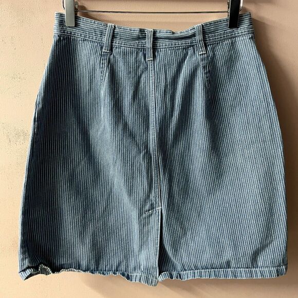 Vintage Bill Blass Jeans Petite Light Blue Striped Denim Mini Skirt Size 8P EUC - Picture 6 of 11